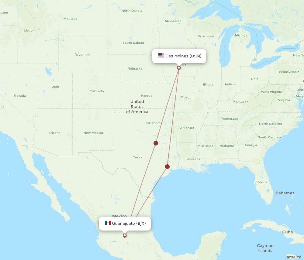 BJX-DSM flight routes