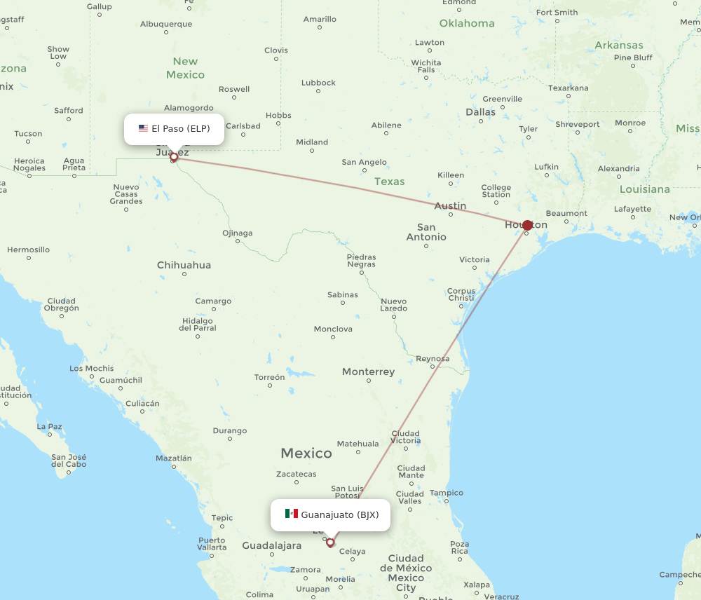 BJX-ELP flight routes