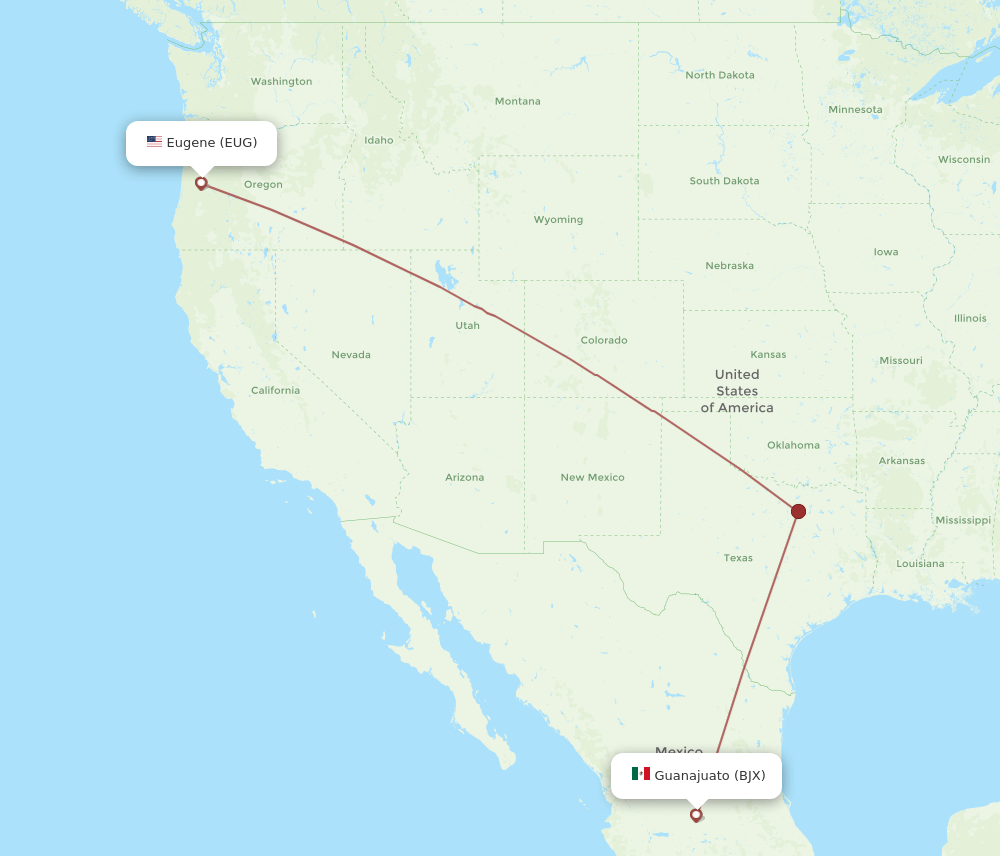 BJX-EUG flight routes