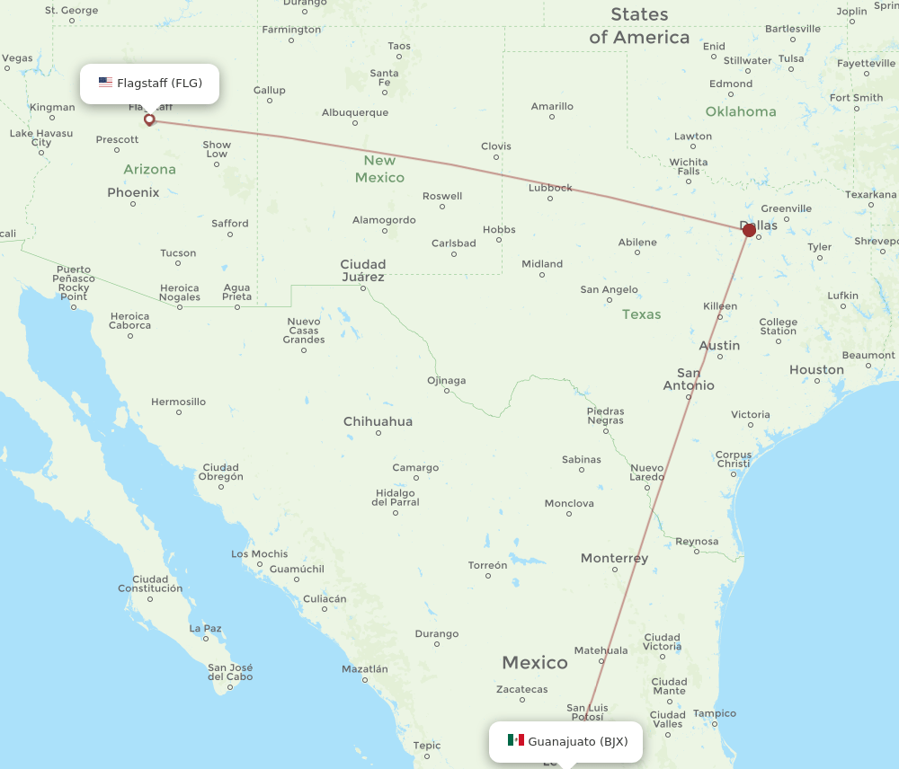 BJX-FLG flight routes