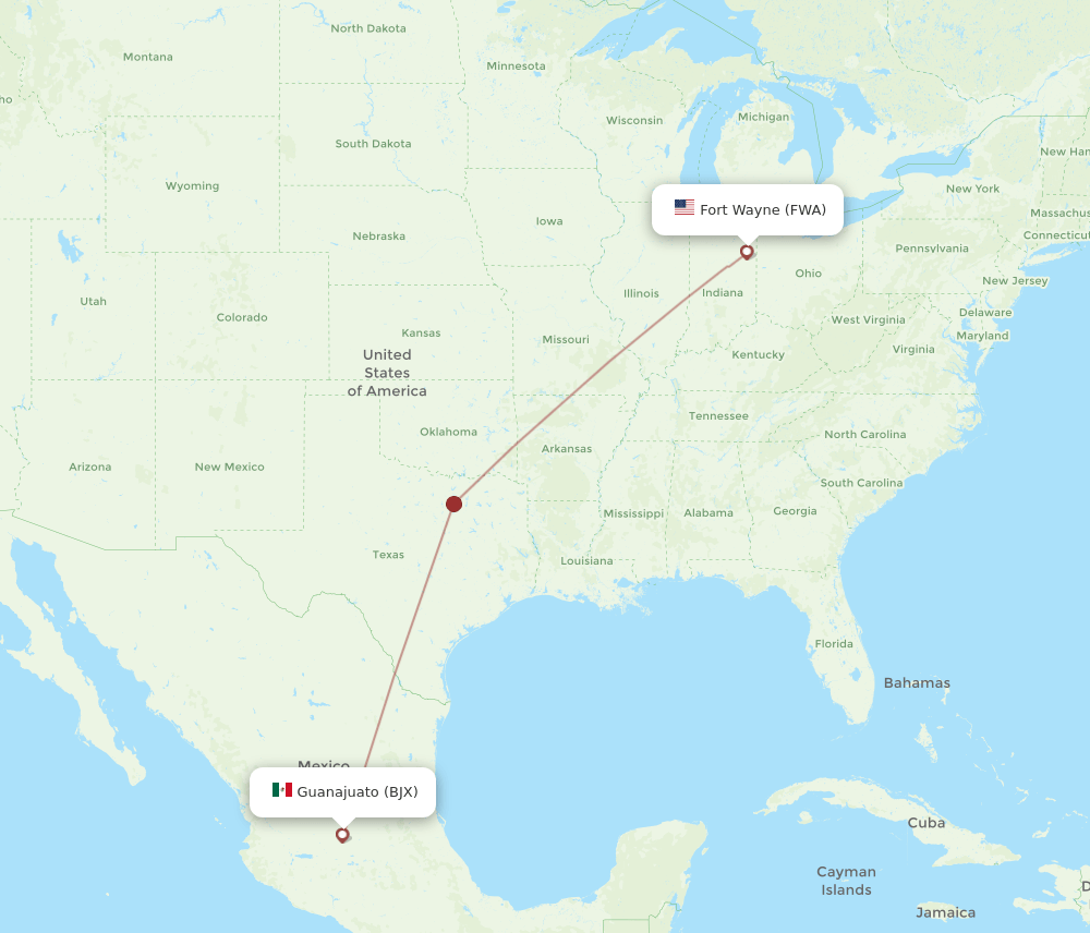 BJX-FWA flight routes
