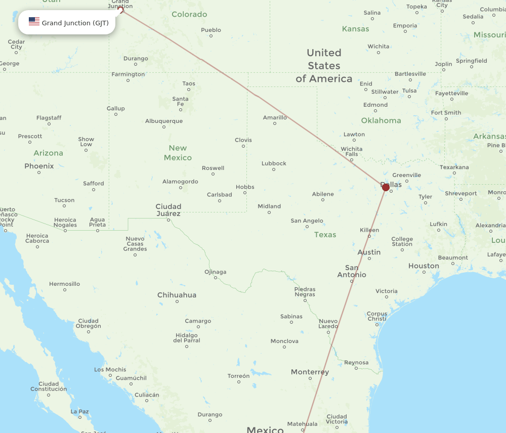 BJX-GJT flight routes