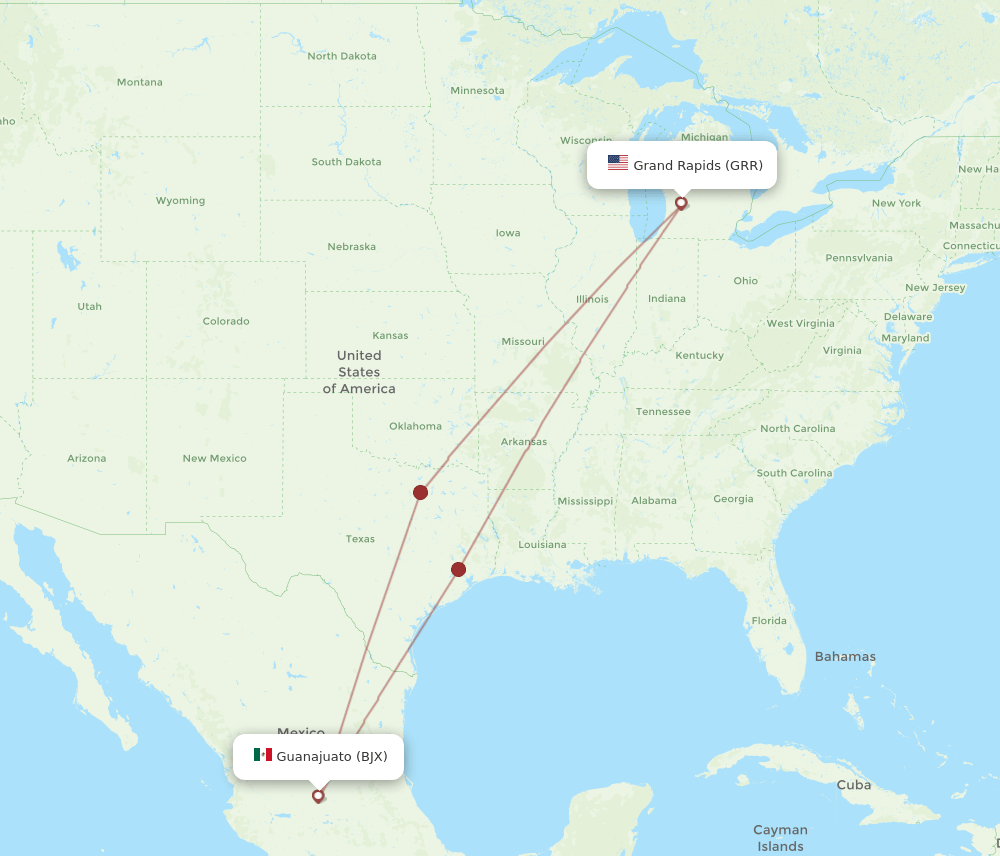 BJX-GRR flight routes
