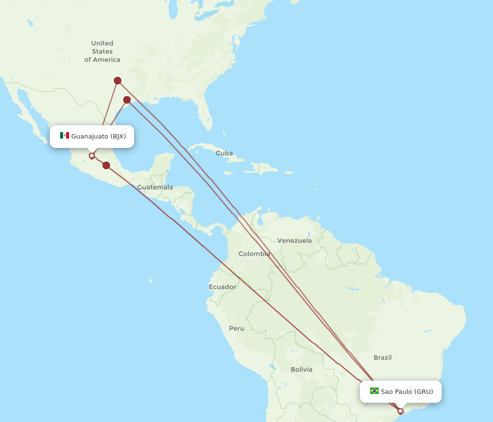 BJX-GRU flight routes