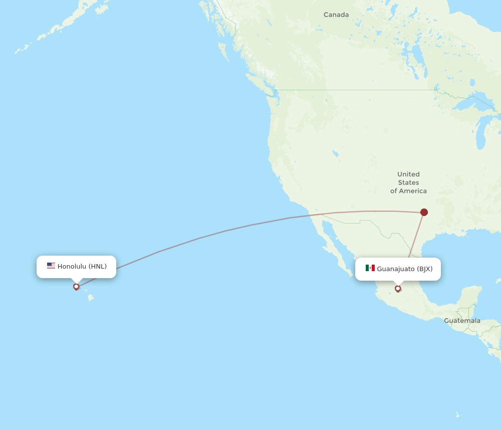 BJX-HNL flight routes