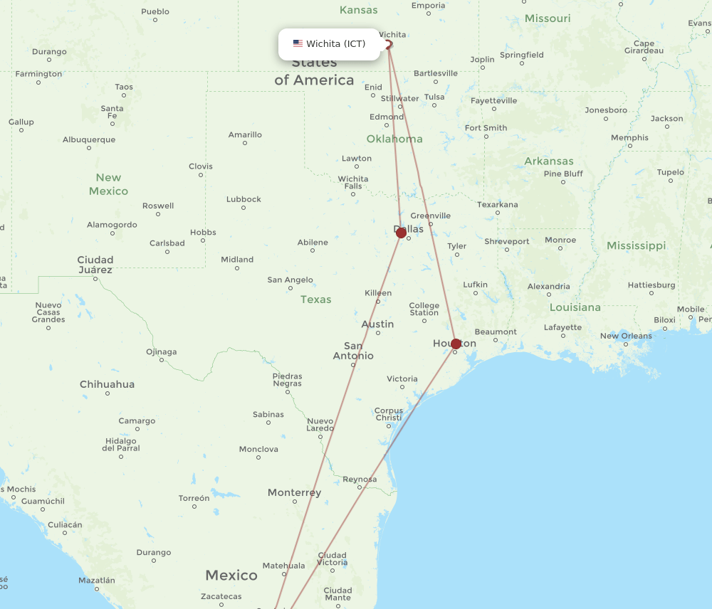 BJX-ICT flight routes