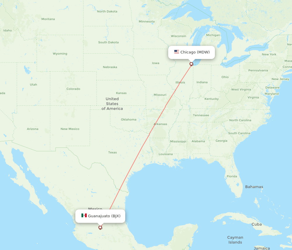 BJX-MDW flight routes