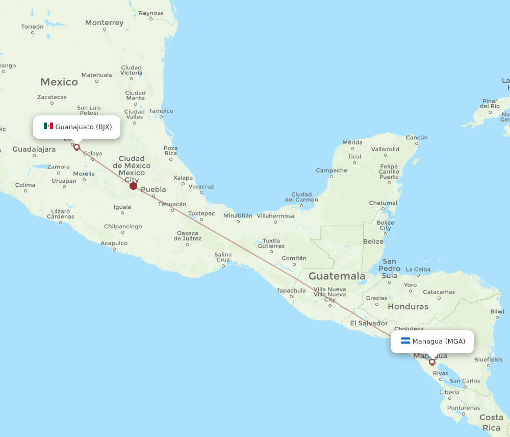 BJX-MGA flight routes