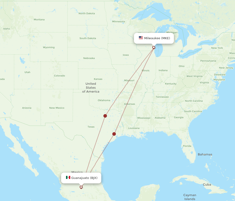 BJX-MKE flight routes