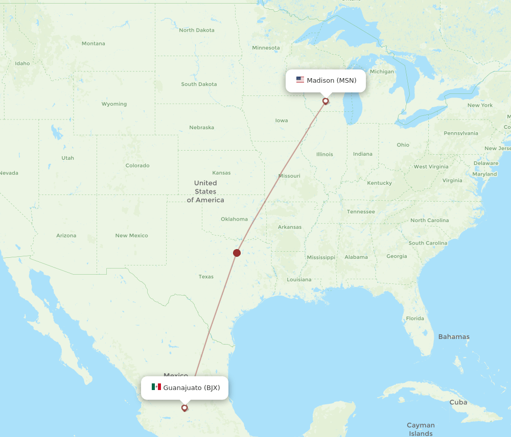 BJX-MSN flight routes