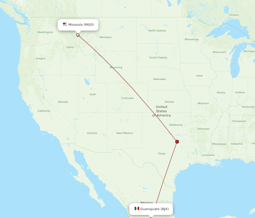 BJX-MSO flight routes