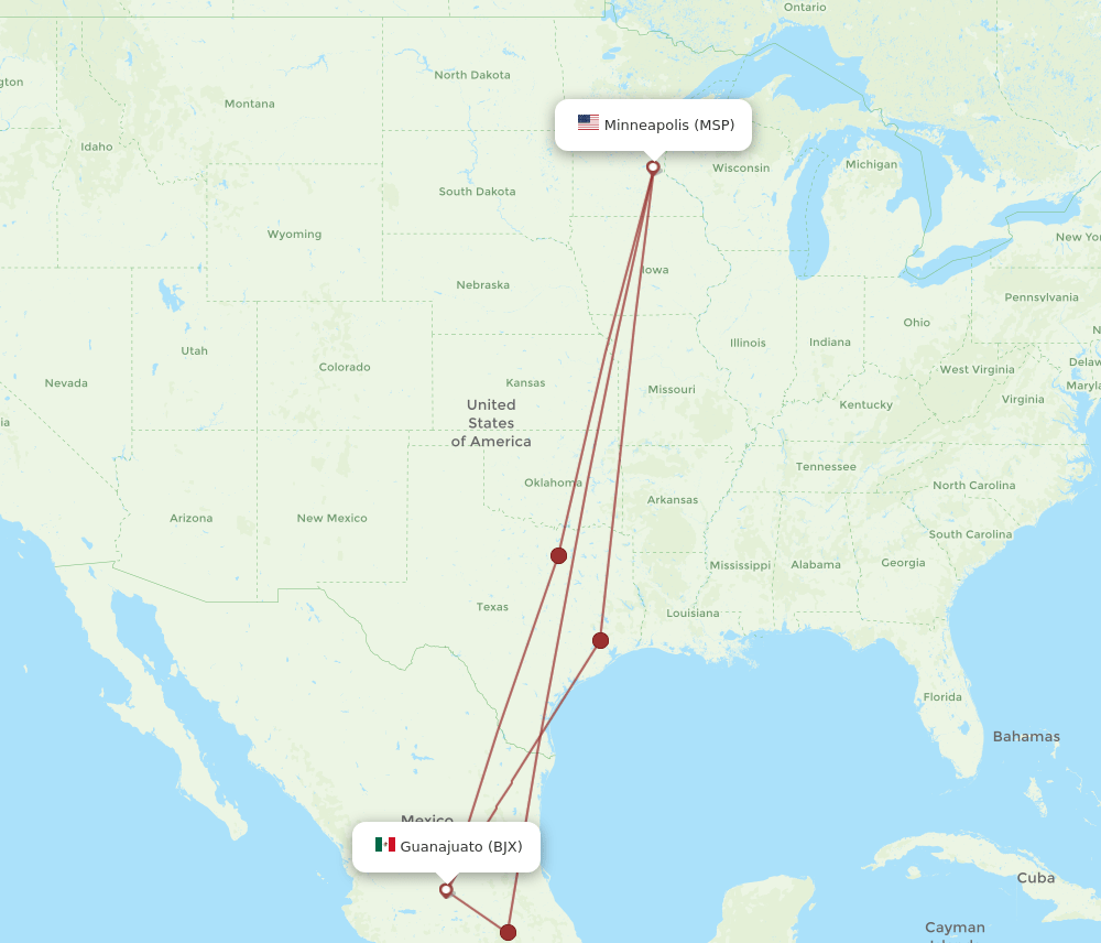 BJX-MSP flight routes