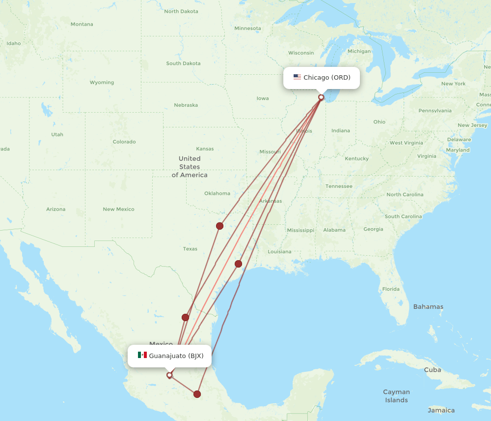BJX-ORD flight routes