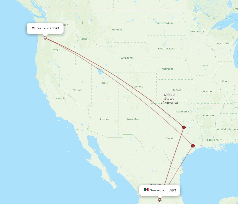 BJX-PDX flight routes