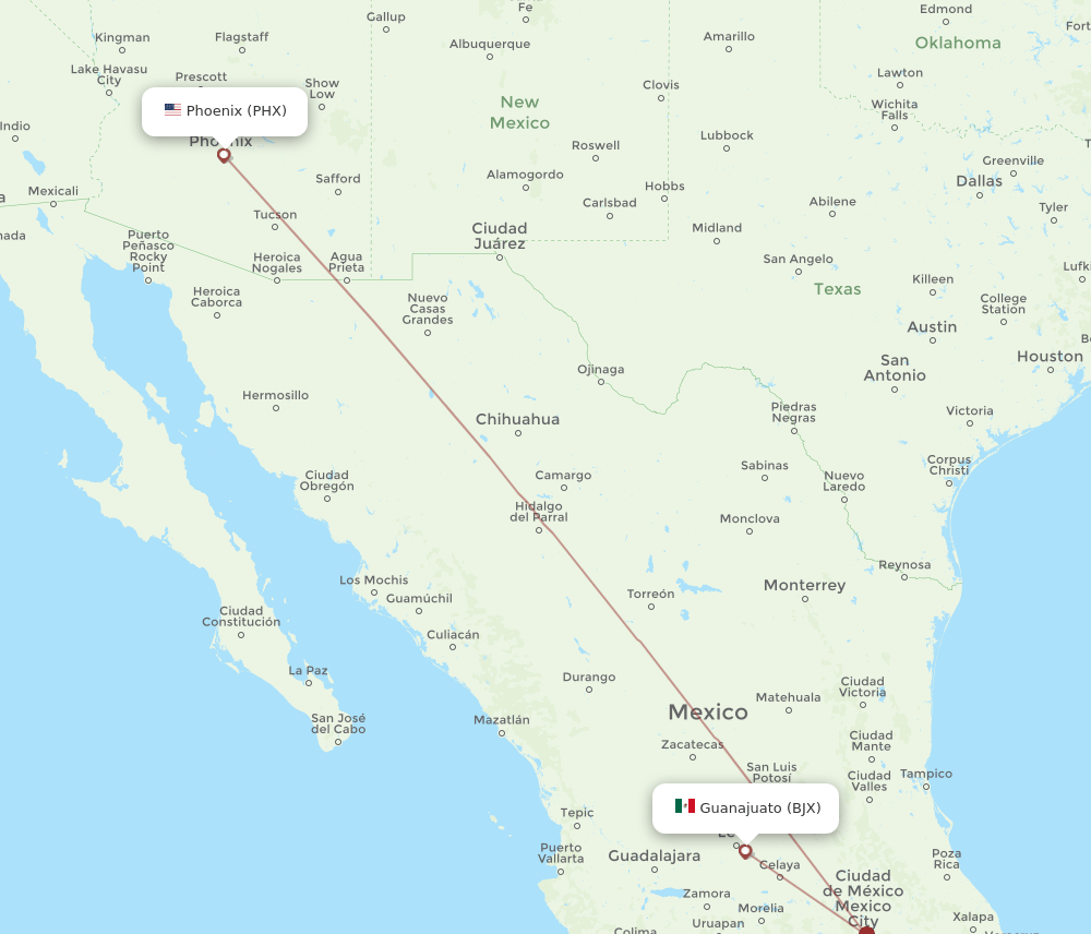 BJX-PHX flight routes