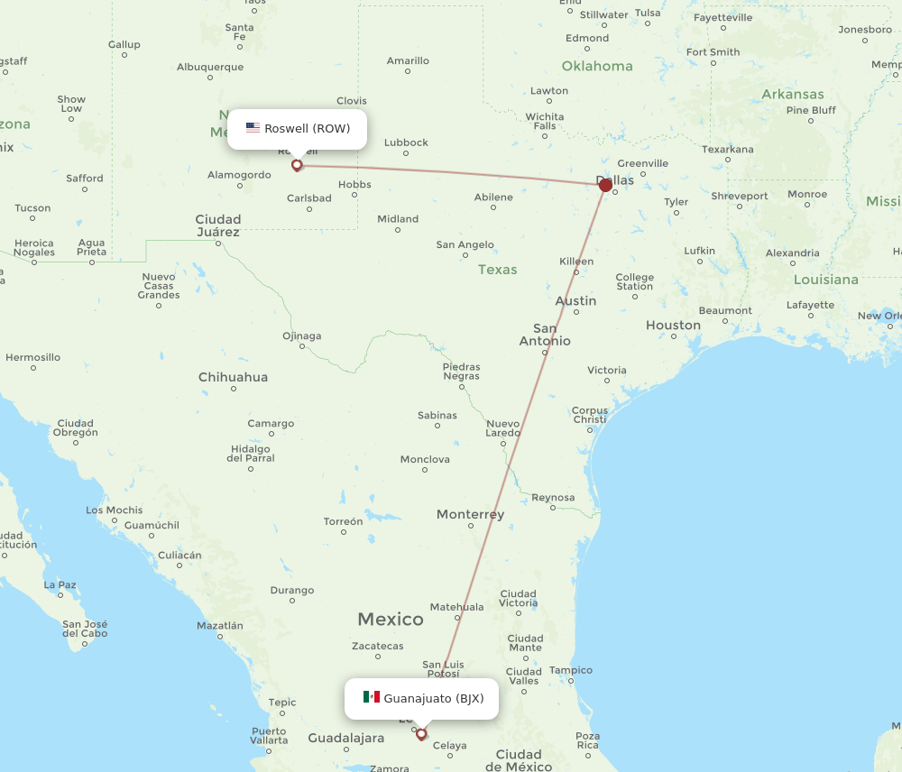BJX-ROW flight routes