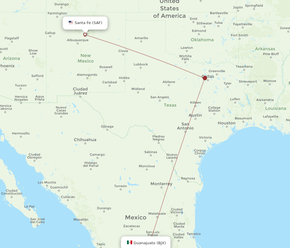 BJX-SAF flight routes