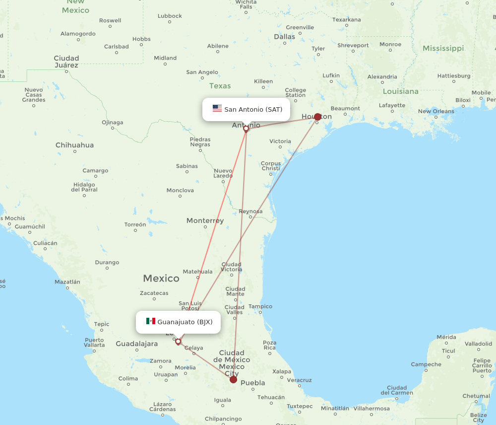 BJX-SAT flight routes