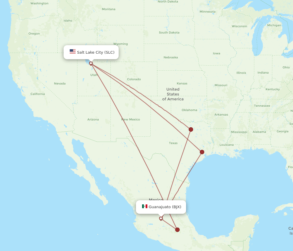 BJX-SLC flight routes