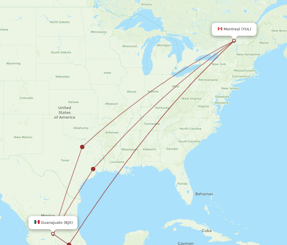 BJX-YUL flight routes