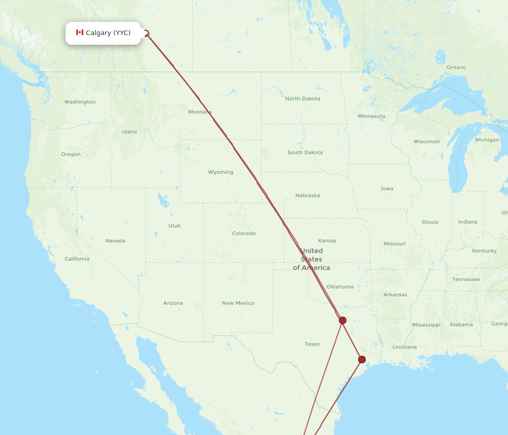 YYC to BJX flights and routes map