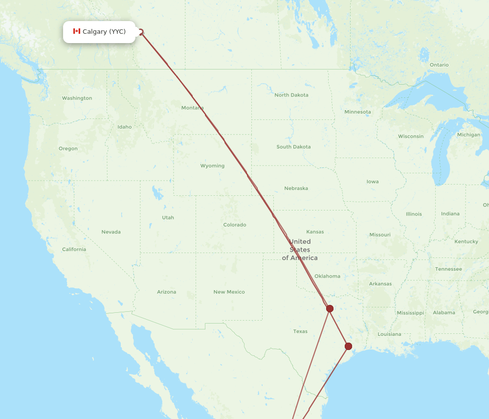 YYC to BJX flights and routes map