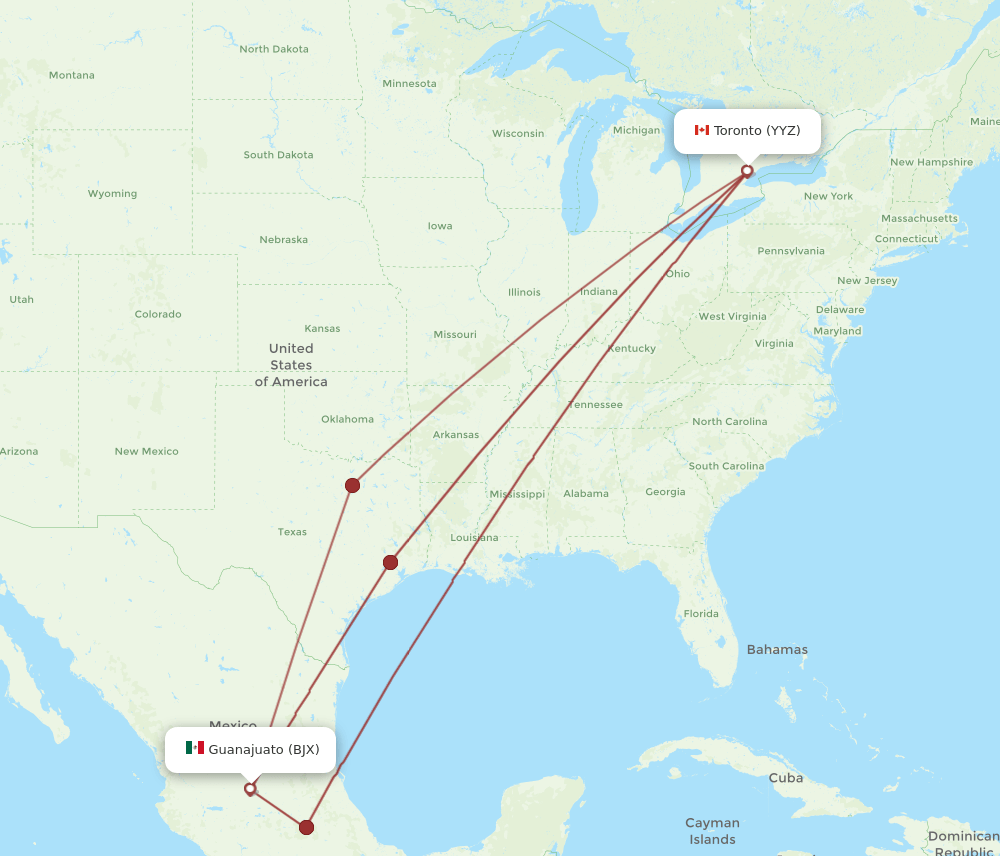 BJX-YYZ flight routes
