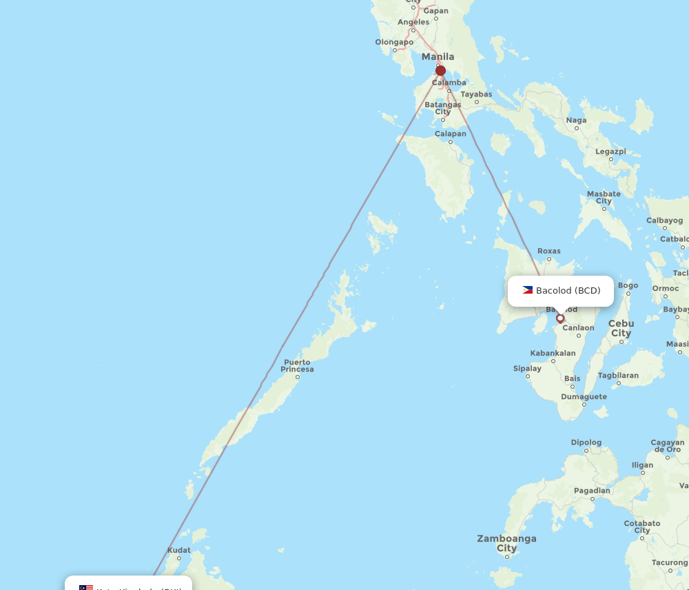 BKI-BCD flight routes