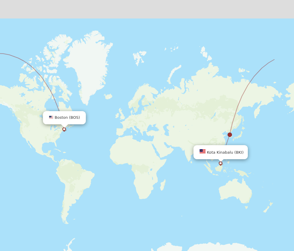 BKI-BOS flight routes