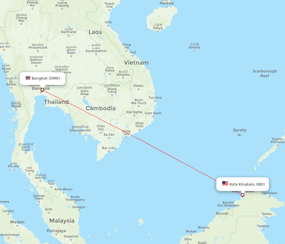 BKI-DMK flight routes