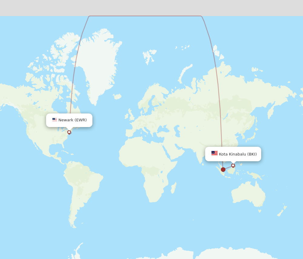 BKI-EWR flight routes