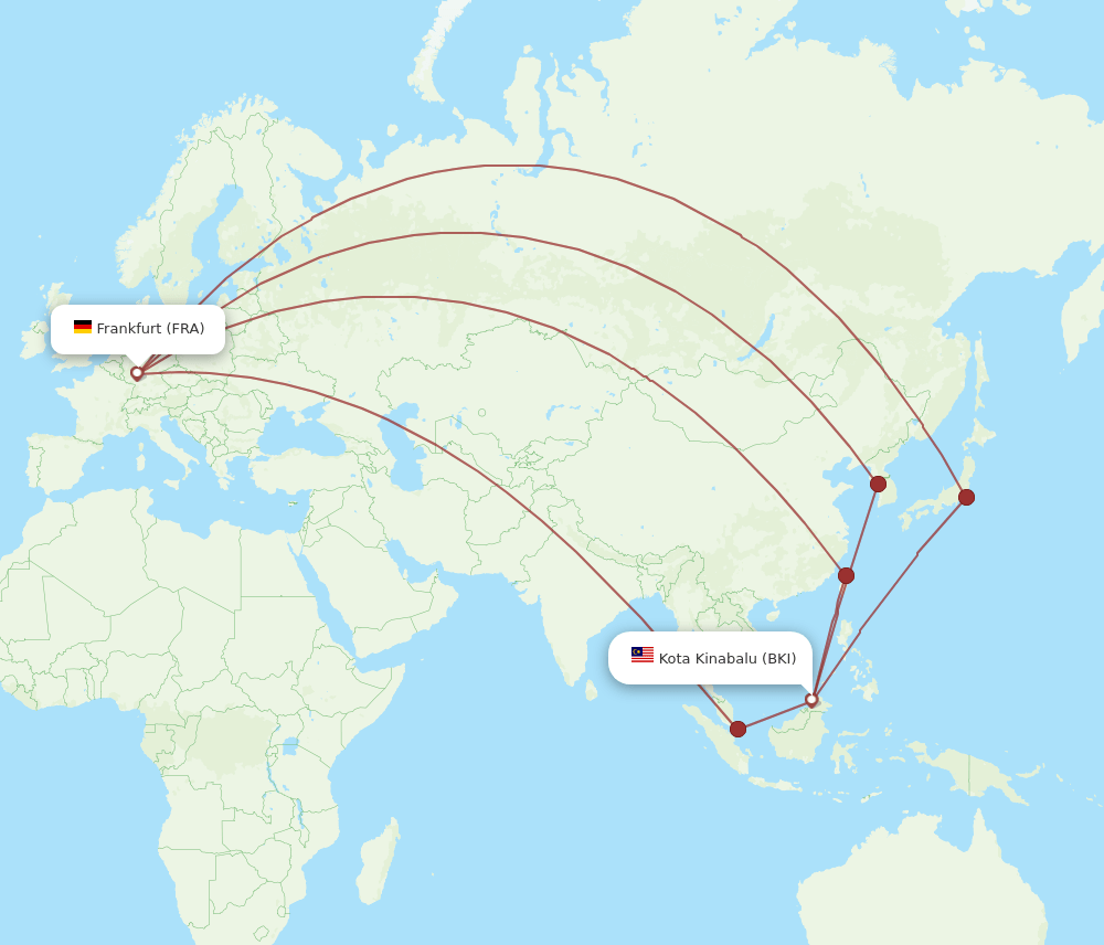 BKI-FRA flight routes
