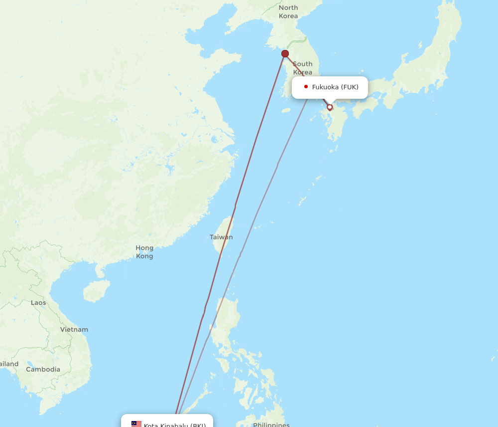 BKI-FUK flight routes