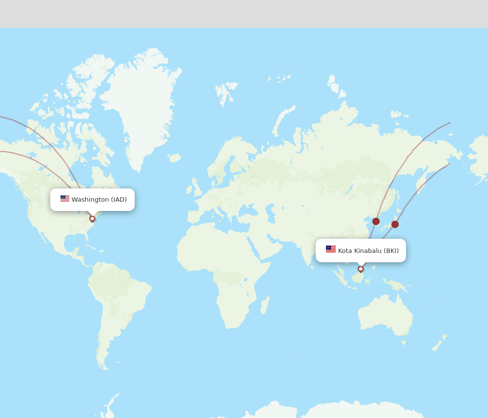 BKI-IAD flight routes