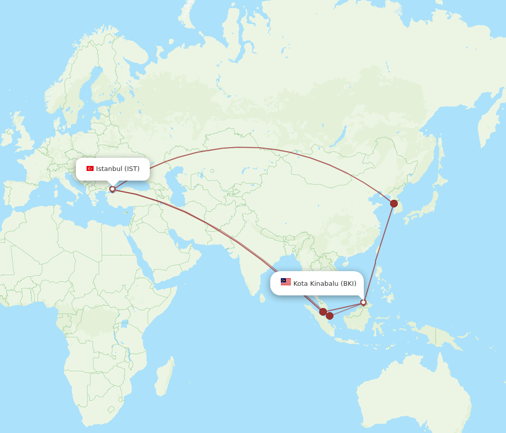 BKI-IST flight routes