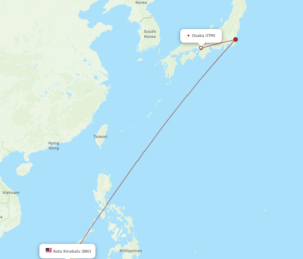 BKI-ITM flight routes