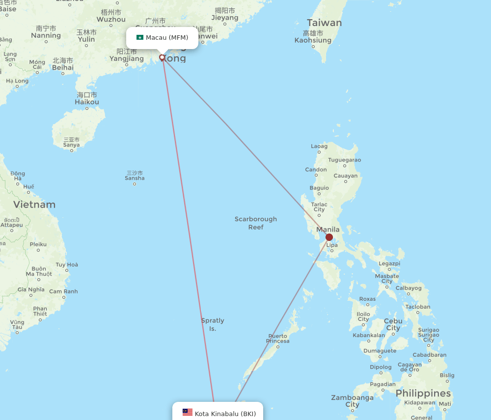 BKI-MFM flight routes