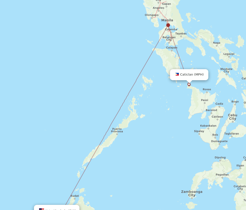 BKI-MPH flight routes
