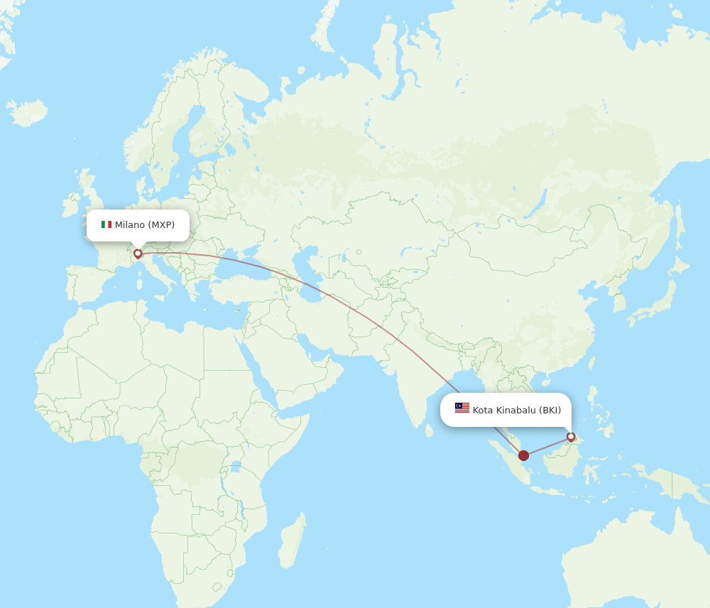 BKI-MXP flight routes