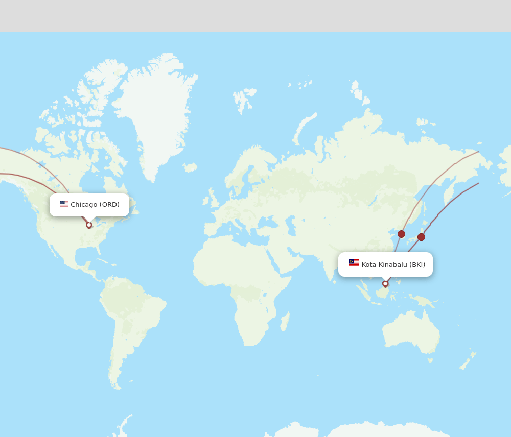 BKI-ORD flight routes