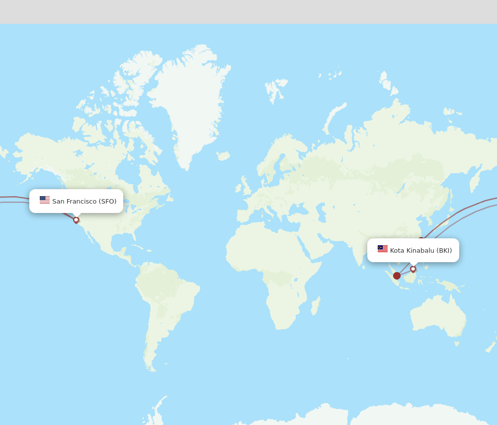 BKI-SFO flight routes