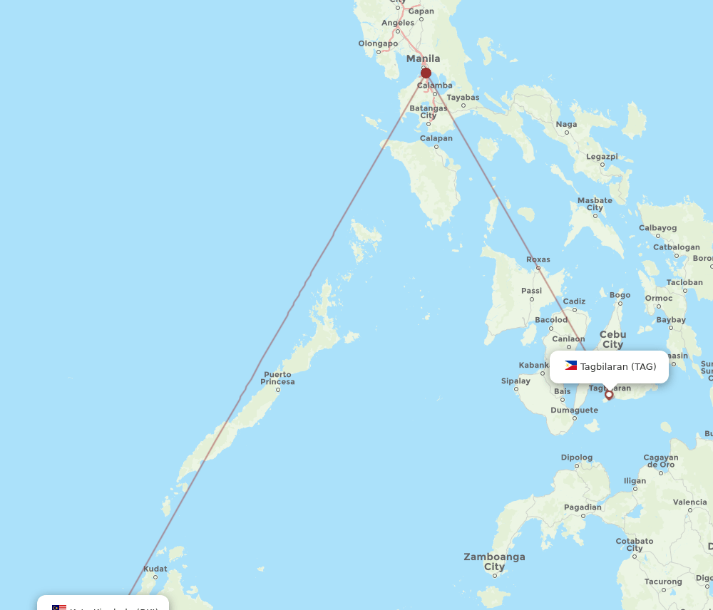 BKI-TAG flight routes