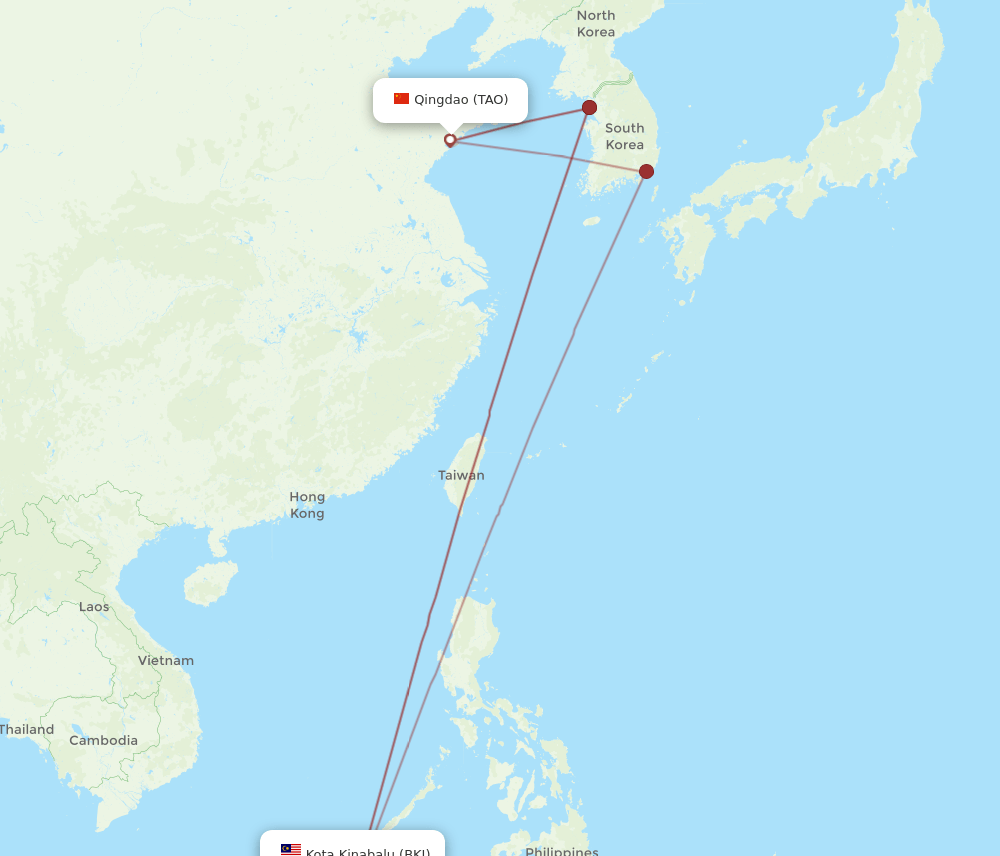 BKI-TAO flight routes