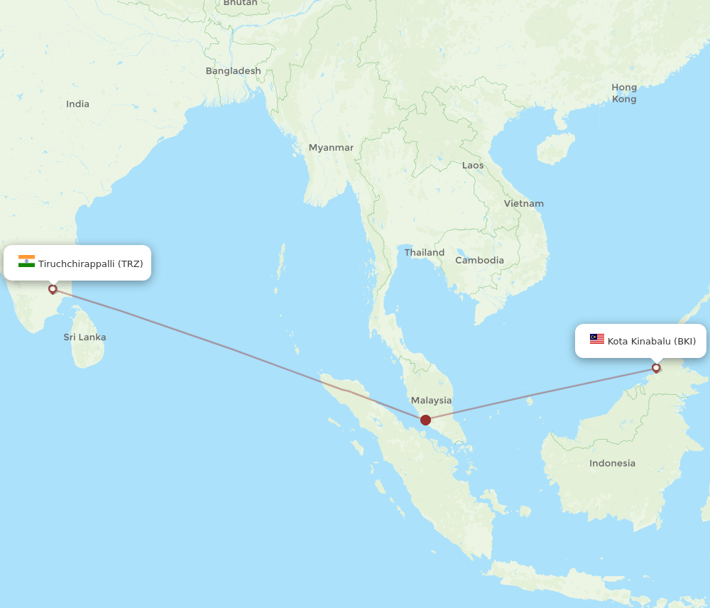 BKI-TRZ flight routes