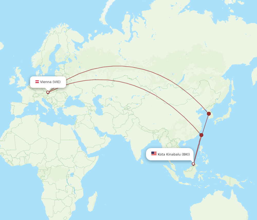 BKI-VIE flight routes
