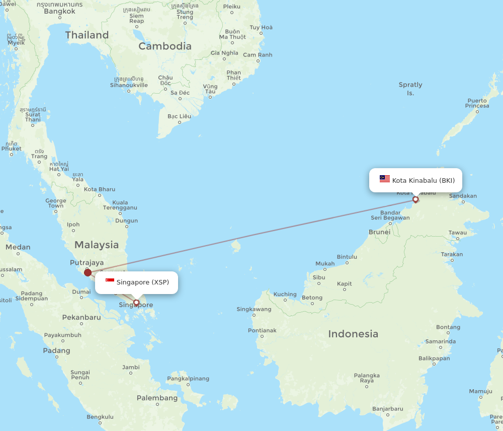 BKI to XSP flights and routes map