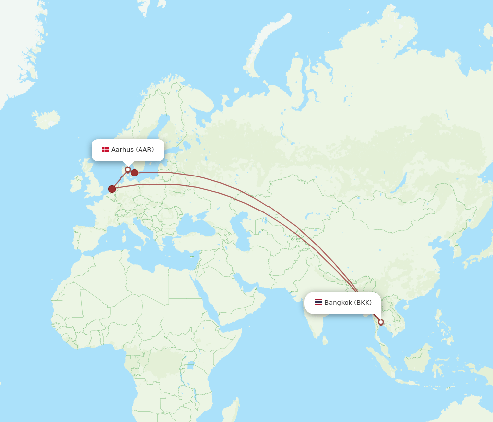 BKK-AAR flight routes