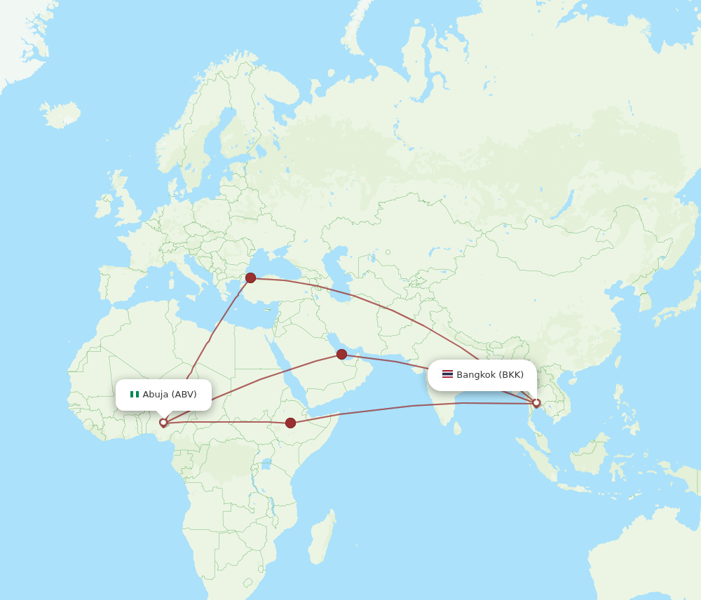 BKK-ABV flight routes