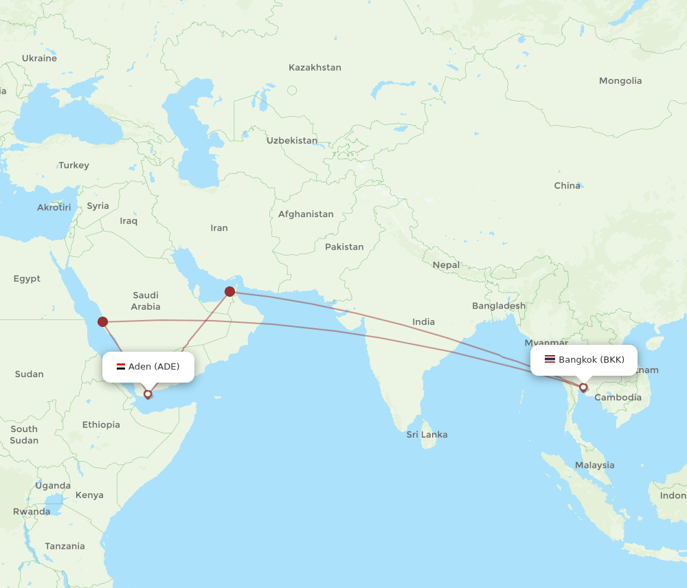 BKK to ADE flights and routes map