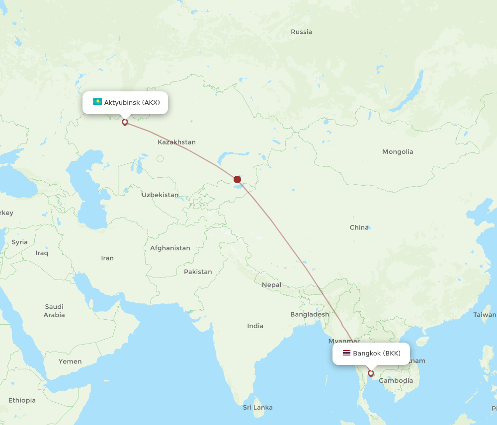 BKK-AKX flight routes